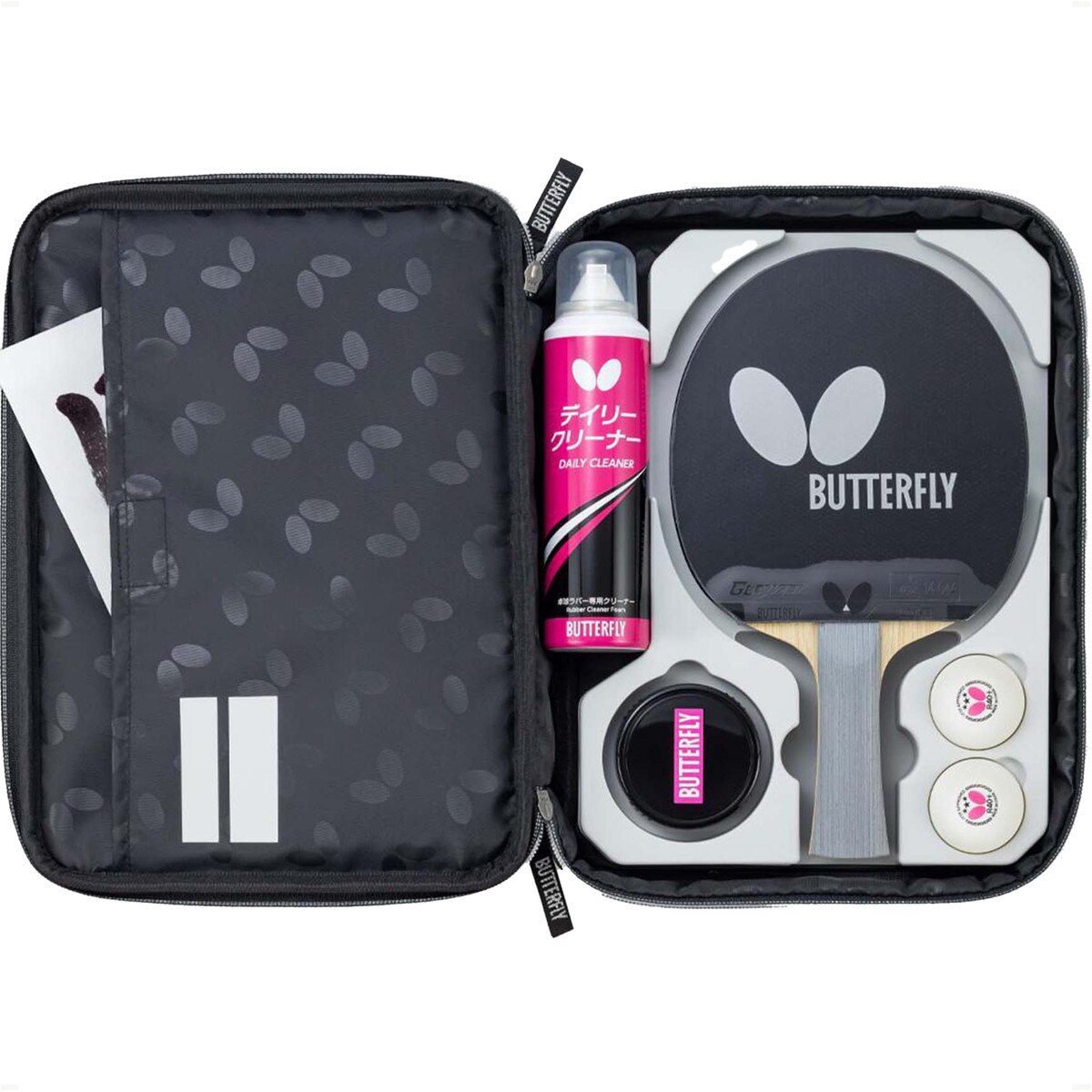 Butterfly Table Tennis BG Racket Case - Open with Racket & Accessories
